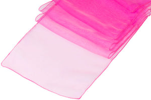 (12 / Pack ) 14 in. x 100 in. Fuchsia Organza Table Runner