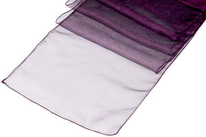 (12 / Pack ) 14 in. x 100 in. Plum Organza Table Runner