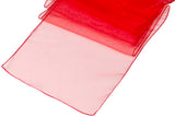 (12 / Pack ) 14 in. x 100 in. Red Organza Table Runner