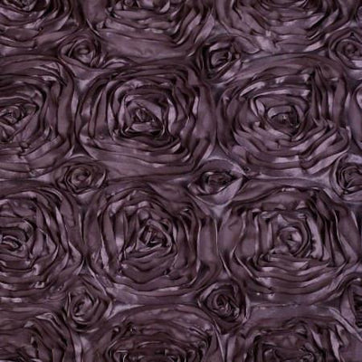 Plum Rosette Satin Fabric