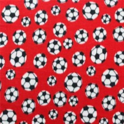 Soccer Red Anti Pill Print Fleece Fabric