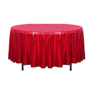 108" Red Glitz Sequin Round Tablecloth