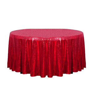 132" Red Glitz Sequin Round Tablecloth