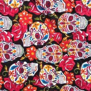 Red Themed Skulls 100% Cotton Fabric