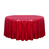 120" Red Glitz Sequin Round Tablecloth