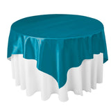 Dark Teal Bridal Satin Overlay Tablecloth 72" x 72"