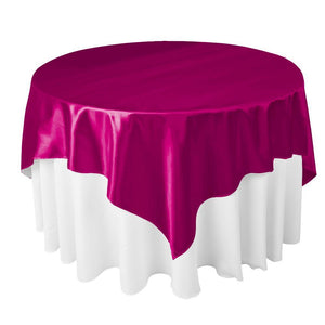 Fuchsia Bridal Satin Overlay Tablecloth 72" x 72"