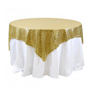 Gold Sequins Overlay Tablecloth 60" x 60"