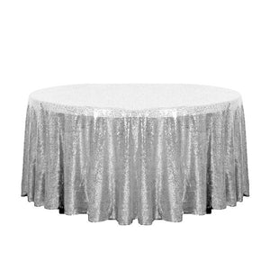 120" Silver Glitz Sequin Round Tablecloth