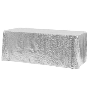 Silver Glitz Sequin Rectangular Tablecloth 90 x 156"