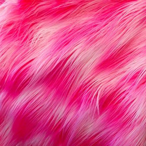 Hot Pink White Shaggy Versicolor Faux Fur Fabric