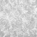 White Rosette Satin Fabric