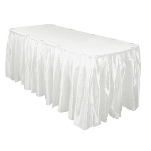 14 Ft. Hunter White Accordion Pleat Satin Table Skirt