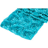 ( 3 Pack ) Aqua Blue Rosette Satin Table Runner