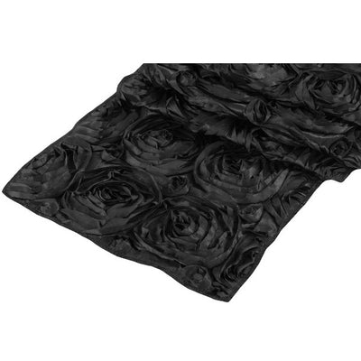 ( 3 Pack ) Black Rosette Satin Table Runner