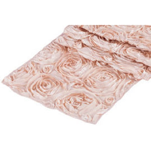 ( 3 Pack ) Blush Rosette Satin Table Runner