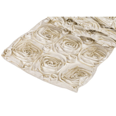 ( 3 Pack ) Champagne Rosette Satin Table Runner