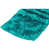 ( 3 Pack ) Dark Turquoise Rosette Satin Table Runner