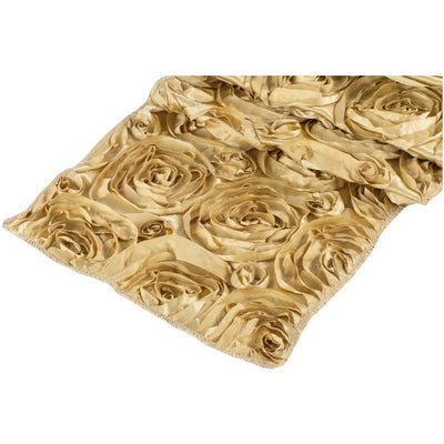 ( 3 Pack ) Gold Rosette Satin Table Runner