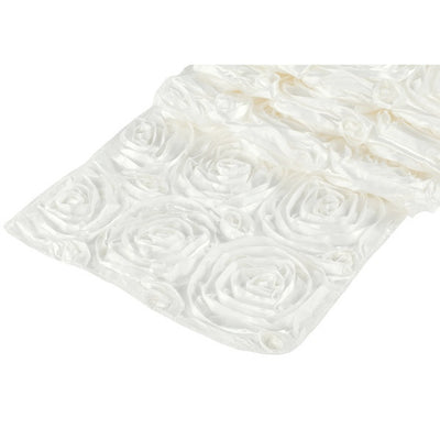 ( 3 Pack ) Ivory Rosette Satin Table Runner