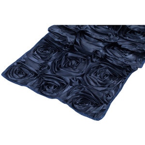 ( 3 Pack ) Navy Blue Rosette Satin Table Runner