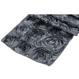 ( 3 Pack ) Charcoal Rosette Satin Table Runner