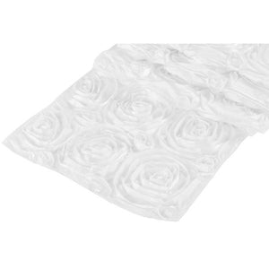 ( 3 Pack ) White Rosette Satin Table Runner