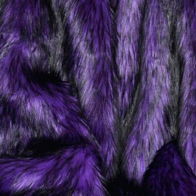 Purple Black Faux Fake Fur Husky Long Pile