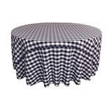 Navy Polyester Checkered Round 132"