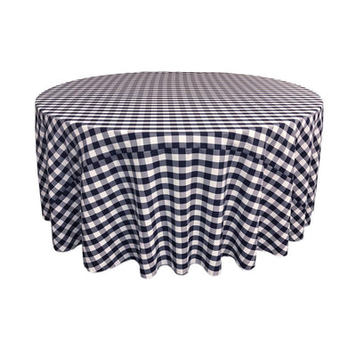 Navy Polyester Polyester Checkered Round 90