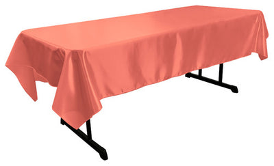 Coral Bridal Satin Rectangular Tablecloth 60 x 126