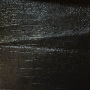 Black Crocodile 100% PU Soft Skin Faux Leather Vinyl Fabric