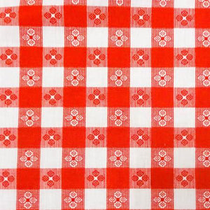 Red Floral Picnic 1" One Inch Checkered Poly Cotton Fabric