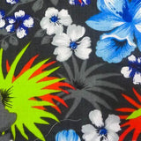 Hawaiian Floral Gray Poly Cotton Fabric