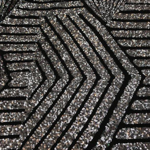 Black Silver Bombshell Stretch Sequin Fabric