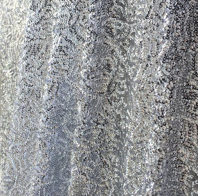 Silver Seaweed Glitz Sequin Mesh Fabric