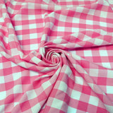 1" inch Fuchsia White Checkered Gingham Polyester Poplin Fabric