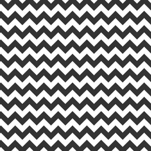 1" Black and White Chevron Poly Cotton Fabric