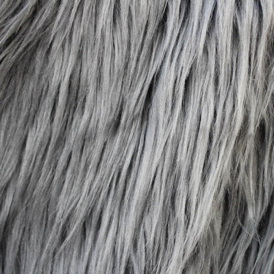 Grey Faux Fake Fur Solid Shaggy Long Pile Fabric