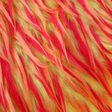 Red Orange on Lemon Spiked Three Tone Faux Fur Fabric