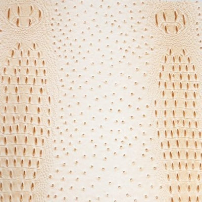 Cream Mutant Ostrich Gator Embossed Vinyl Fabric