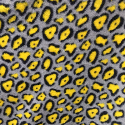 Yellow Gray Black Leopard Animal Print Fleece Fabric