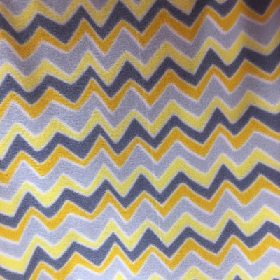 Yellow Print Chevron Anti Pill Fleece Fabric