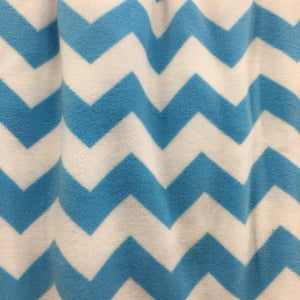 Teal Print Chevron Anti Pill Fleece Fabric