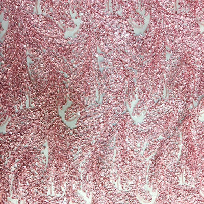 Pink Floral Metallic Sequin Lace