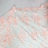 Peach 3D Floral Lace Fabric