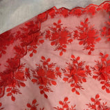 Red 3D Floral Lace Fabric