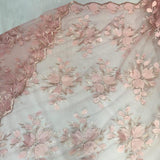 Coral 3D Floral Lace Fabric