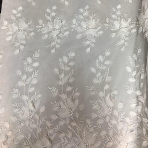 White 3D Floral Lace Fabric