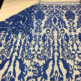 Royal Blue Vanity Flare Sheer Lace Dress Fabric